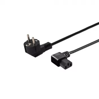 Virtajohto SAVIO CL-116 — 1,8 m, musta, kulmapistoke tyyppi C kulma IEC C13, 3-johdin 0,5 mm²