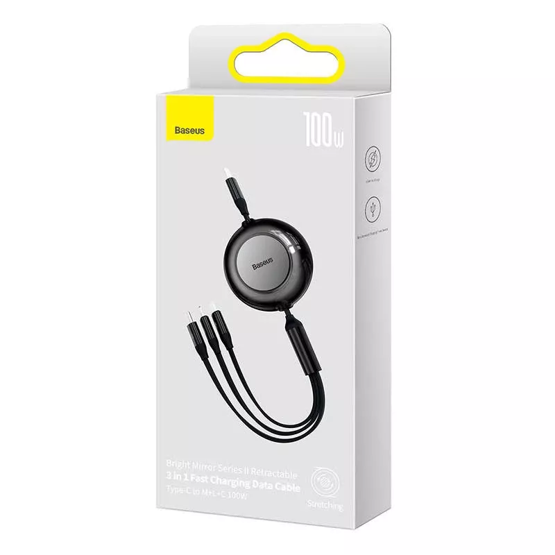 USB-kaapeli Baseus CAMJ010201 1,1 m USB 3.2 Gen 1 USB C Micro USB-A Lightning musta