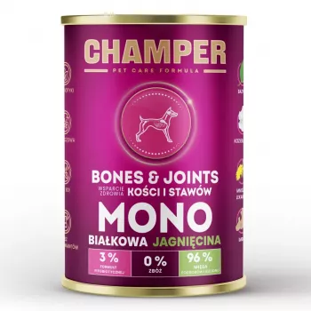 CHAMPER Bones & Joints Monoprotein lammas - märkäruoka koirille - 400 g