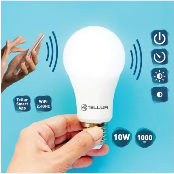 Tellur WiFi älylamppu E27, 10W valkoinen/lämmin, himmennin