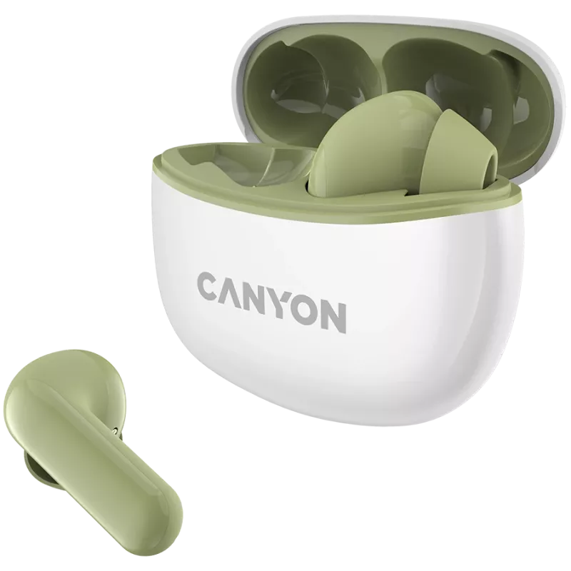 CANYON In-Ear-kuulokkeet TWS-5, vihreä Bluetooth 5.3, kosketusohjaus, lataustulo: USB-C