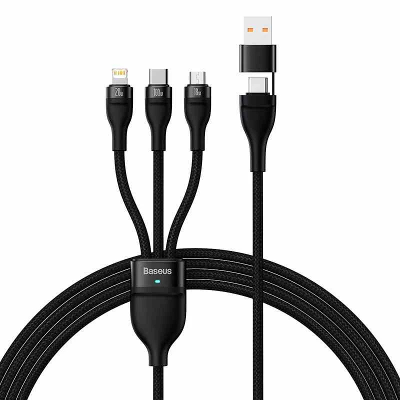 USB-kaapeli Baseus CASS030101 1,2 m USB-A/USB-C USB-C/Micro-USB-B/Lightning musta