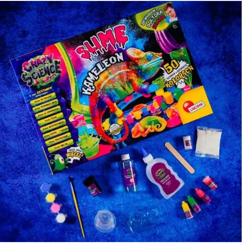 Liscianigiochi tiedesarja Crazy Science Slime Chameleon 304-PL89246 – opetuksellinen limakokeilusarja