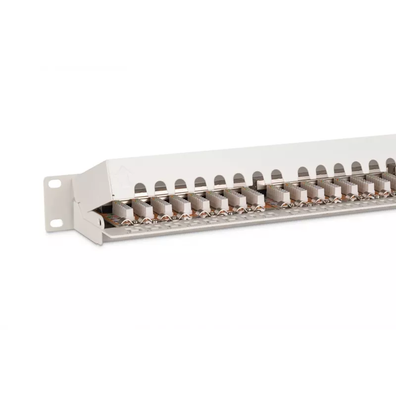 DIGITUS DN-91624S 24-porttinen Cat6 suojattu katkaisupaneeli, 1U 19 tuumaa, harmaa