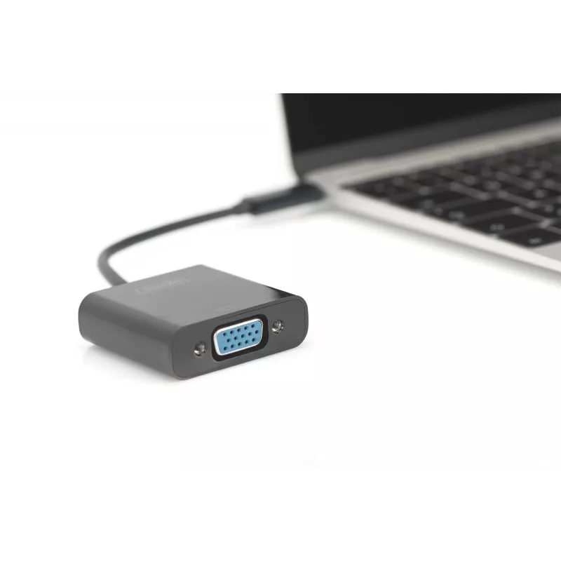 DIGITUS DA-70853 USB-C - VGA-sovitin, Full HD 1080p, musta
