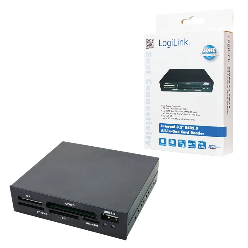 LogiLink CR0012 kortinlukija USB 2.0 sisäinen musta
