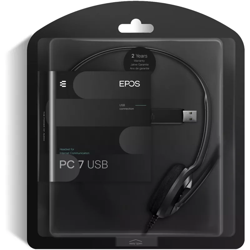 Sennheiser PC 7 USB -kuulokemikrofoni johdollinen panta toimisto/call center USB Type-A musta