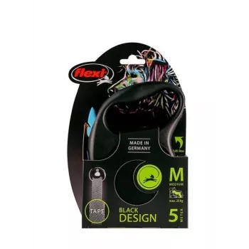 Flexi Black Design M -flexi — 5 m pituus, nauhamalli, enimmäiskuormitus 25 kg, ergonominen kahva