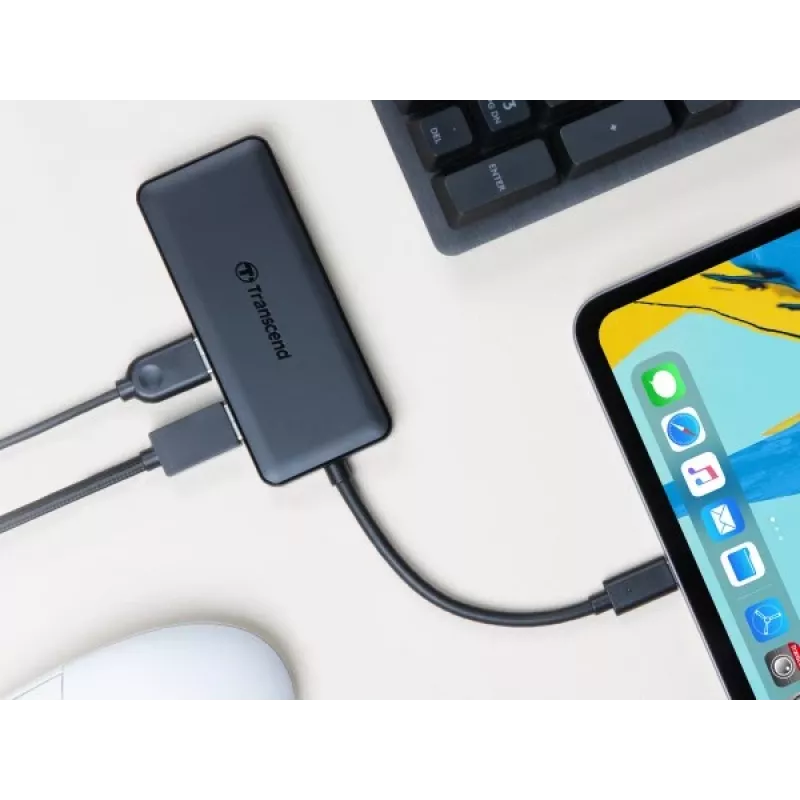 Transcend HUB5C USB 3.2 Gen 2 (3.1 Gen 2) Type-C musta