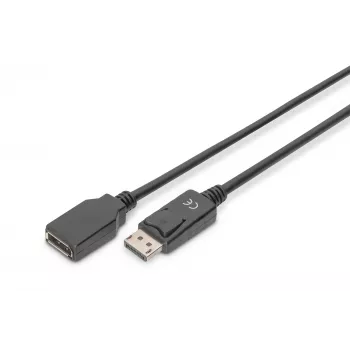 Digitus ASSMANN - DisplayPort-jatkokaapeli - DisplayPort (M) - DisplayPort (W) - 2 m (DisplayPort 1.2) - valettu - musta (AK-340200-020-S)