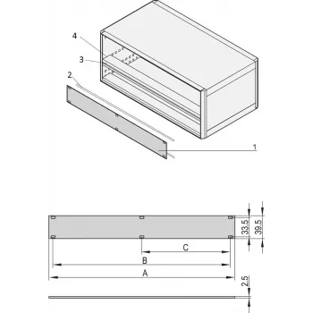 SCHROFF PART.FRONT PANEL 1U 84HP - telinevaruste (20850426)