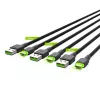 Green Cell Ray KABGCSET02 USB-A–USB-C-kaapelisarja (3 kpl), 1,2 m, 480 Mbit/s, vihreä LED-taustavalo