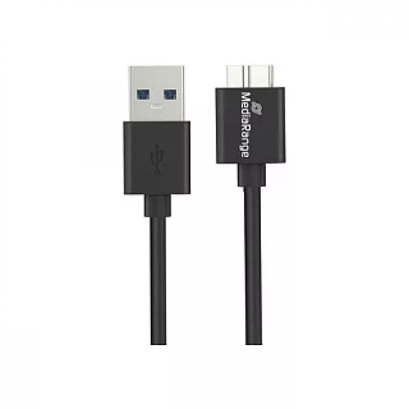 USB-kaapeli MediaRange MRCS240 — USB A - Micro-USB B, USB 3.2 Gen 1 (3.1 Gen 1), 1,8 m, musta