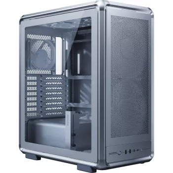 PC Midi Tower Cooler Master MasterFrame 500 Mesh — musta läpinäkyvällä sivulla, tukee ATX-virtalähteitä, 2x200mm edessä + 1x120mm takana, 2,5