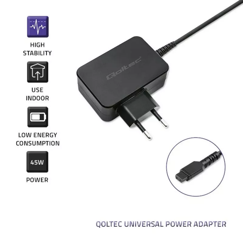 Qoltec 51025 virtalähde/jännitemuunnin sisäkäyttöön musta