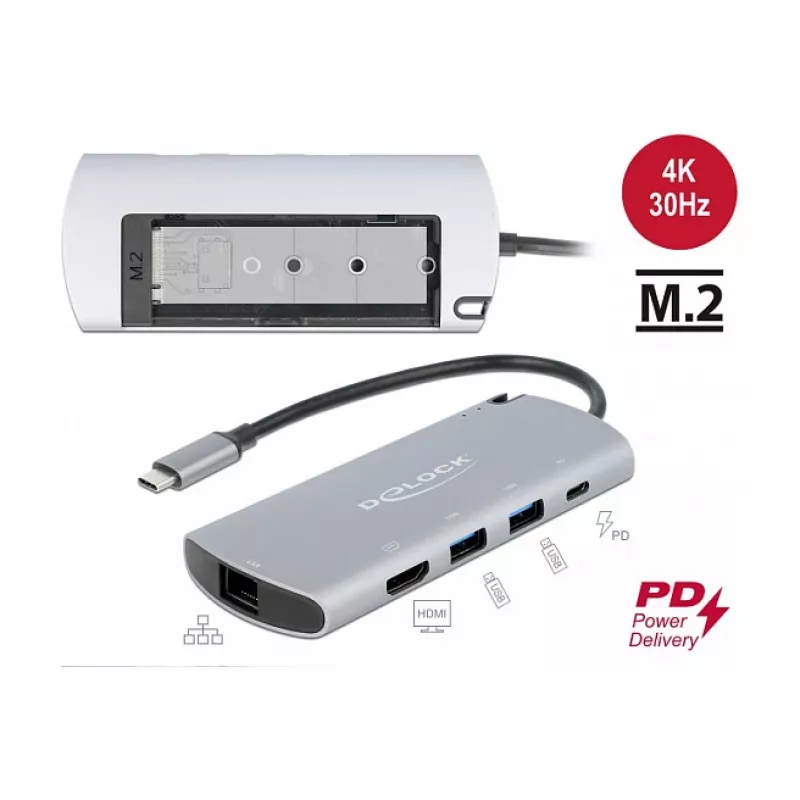 Telakointiasema DeLOCK USB Type-C -telakointiasema M.2-paikalla