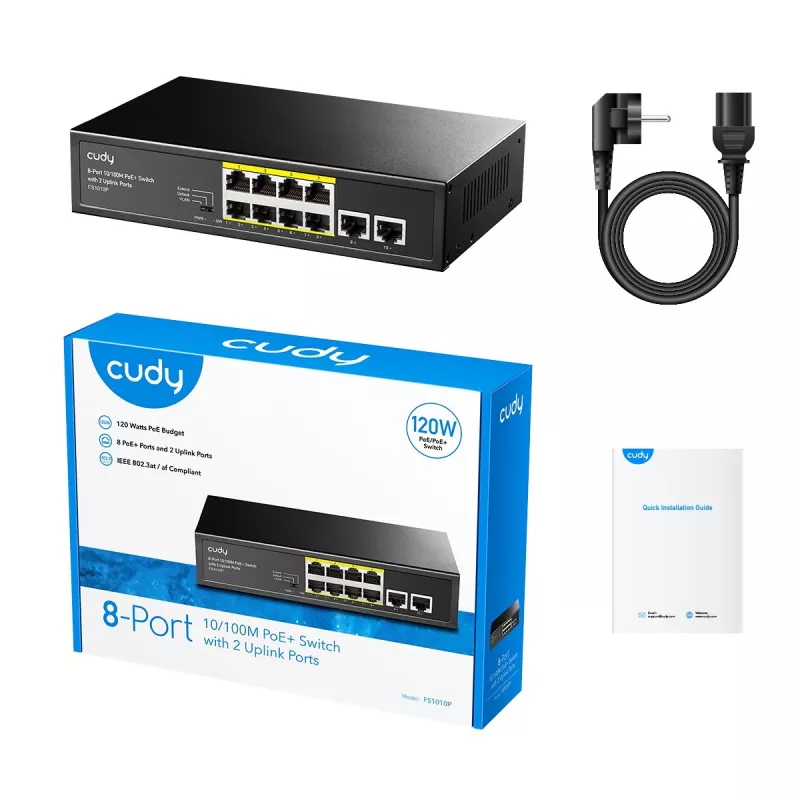 Cudy FS1010P verkkokytkin Fast Ethernet (10/100) Power over Ethernet (PoE) musta