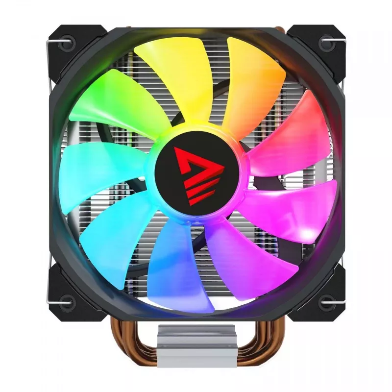 CPU-ilmajäähdytin SAVIO SAVGCOVORTEXX2ARGB 4 lämpöputkella, 120 mm ARGB-tuuletin, musta
