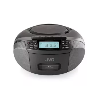 Radio-soitin JVC RC-E444B musta CD-soittimella ja FM-virittimellä