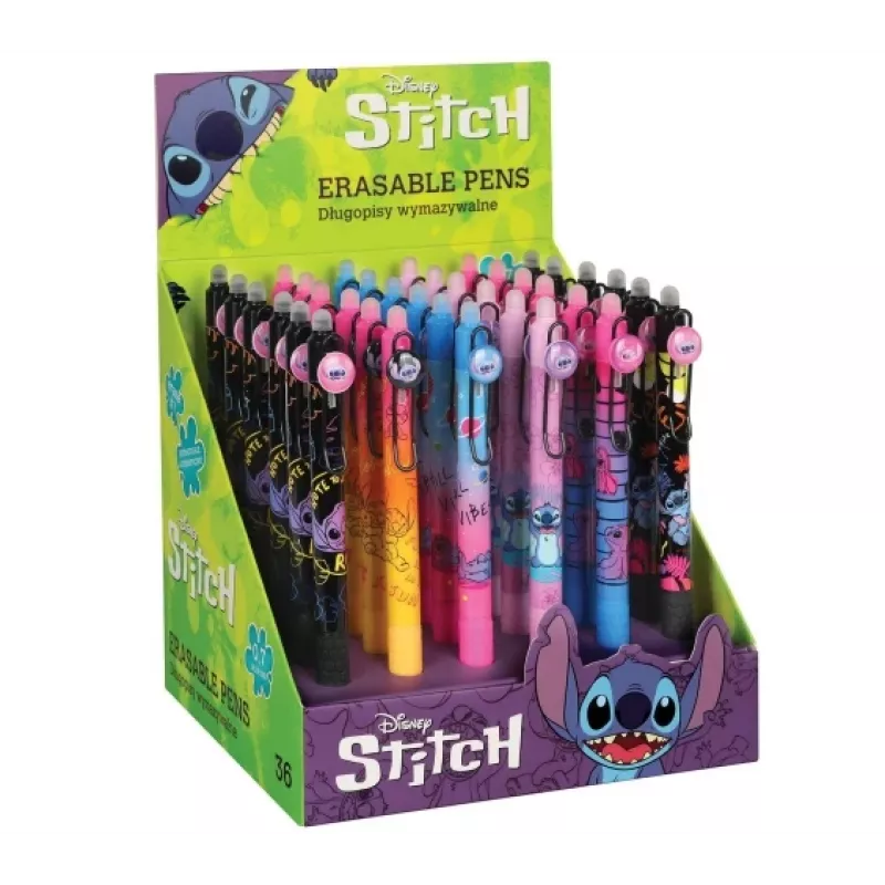Sisäänvedettävä kumitettava kuulakärkikynä kumipinnoitteella CoolPack Disney Stitch musta