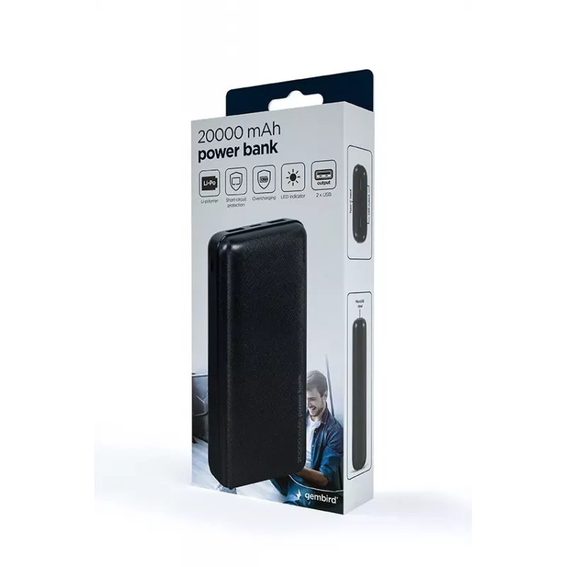 Gembird PB20-02 varavirtalähde litiumpolymeeri (LiPo) 20000 mAh musta