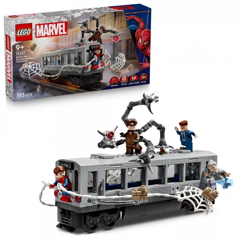LEGO Marvel Super Heroes 76321 Spider-Man Doc Ock Subway Showdown rakennuslelu, 393 osaa, 4 minihahmoa, ikä 9+