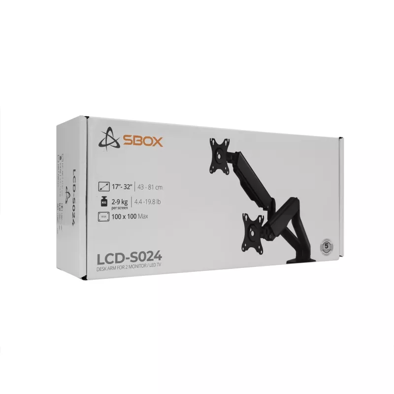 Sbox pöytäteline LCD-S024-2 (17-32/2x2-9kg/100x100)