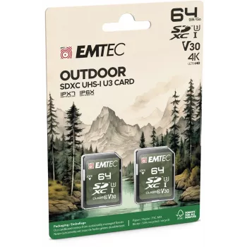 Emtec 64GB UHS-I U3 V30 Outdoor flash-muisti ECMSD64GXCU3ORP