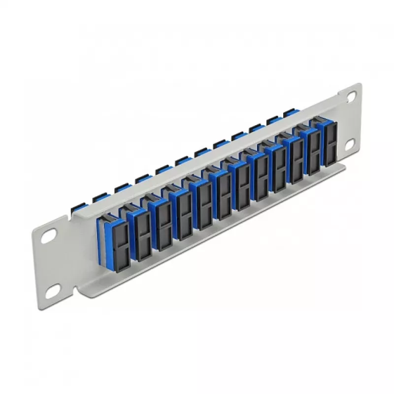 Kuitu-kytkentäpaneeli DeLOCK 10 inch 12 porttia SC Duplex sininen 1U harmaa
