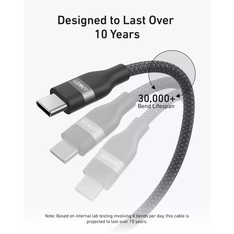 USB-C - USB-C -kaapeli Anker A82E2 — 0,9 m, USB C - USB C, musta