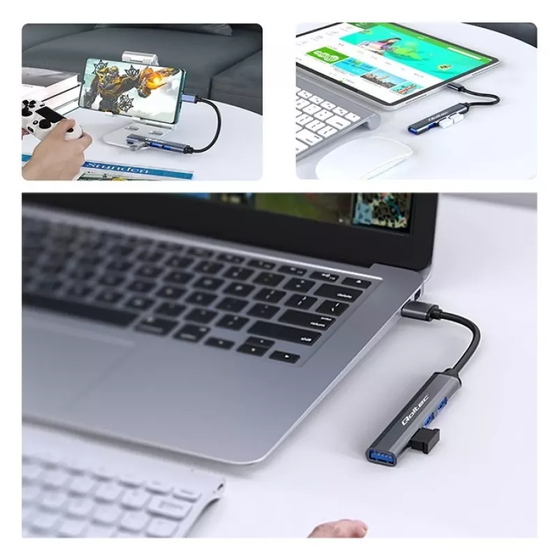 USB-keskitin QOLTEC 53792, USB-C 3.1 4 porttiin (USB 3.0 x1, USB 2.0 x3)