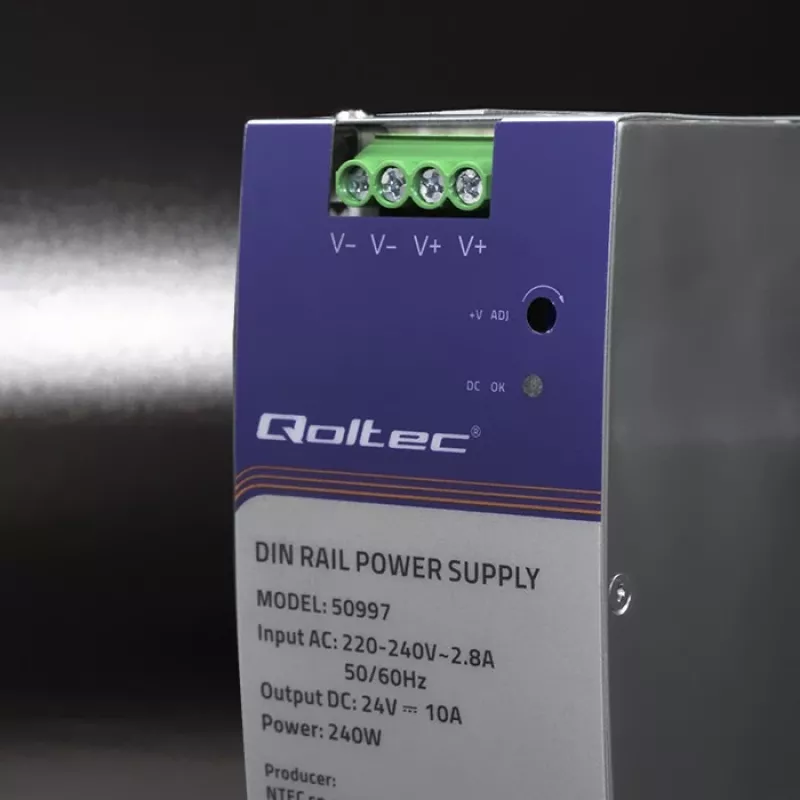 DIN-kiskovirtalähde QOLTEC 50997 240W 24V 10A