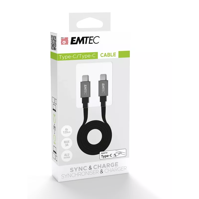 Emtec T700C2 1,2 m USB-C-kaapeli musta