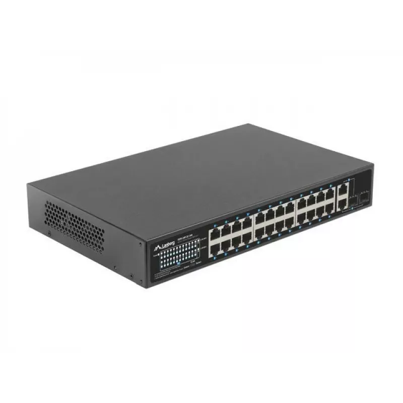 Lanberg kytkin 24X 100MB DSP+/2X Combo Rack 19 360W V2