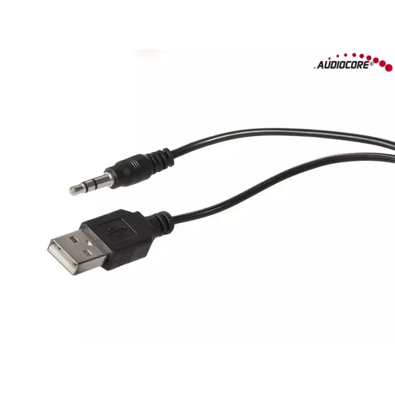 2-tie PC-kaiutin Audiocore AC870 B — 3 W RMS, johdollinen USB-virtalähde, 3,5 mm tulo, 2.0 kanavaa