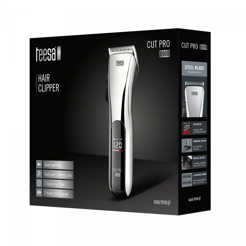 Hiustenleikkuukone Teesa CUT PRO X900 musta hopea
