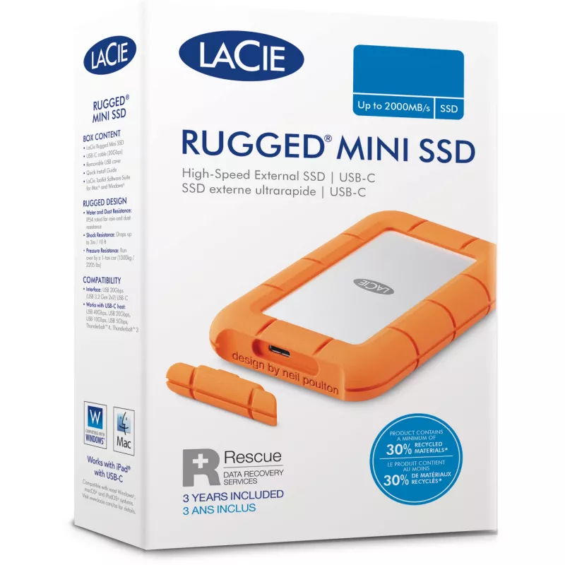 Rugged Mini 5 TB, ulkoinen kiintolevy (hopea/oranssi, Micro-USB-B 3.2 Gen 1 (5 Gbit/s))