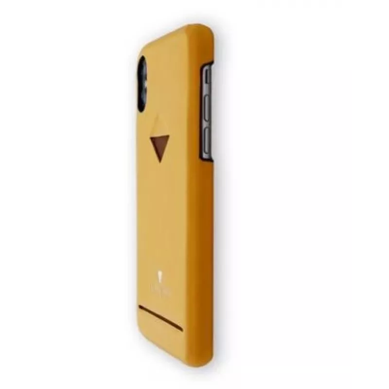 Puhelinkotelo VixFox iPhone X/XS, sinapinkeltainen, korttipaikallinen takakuori