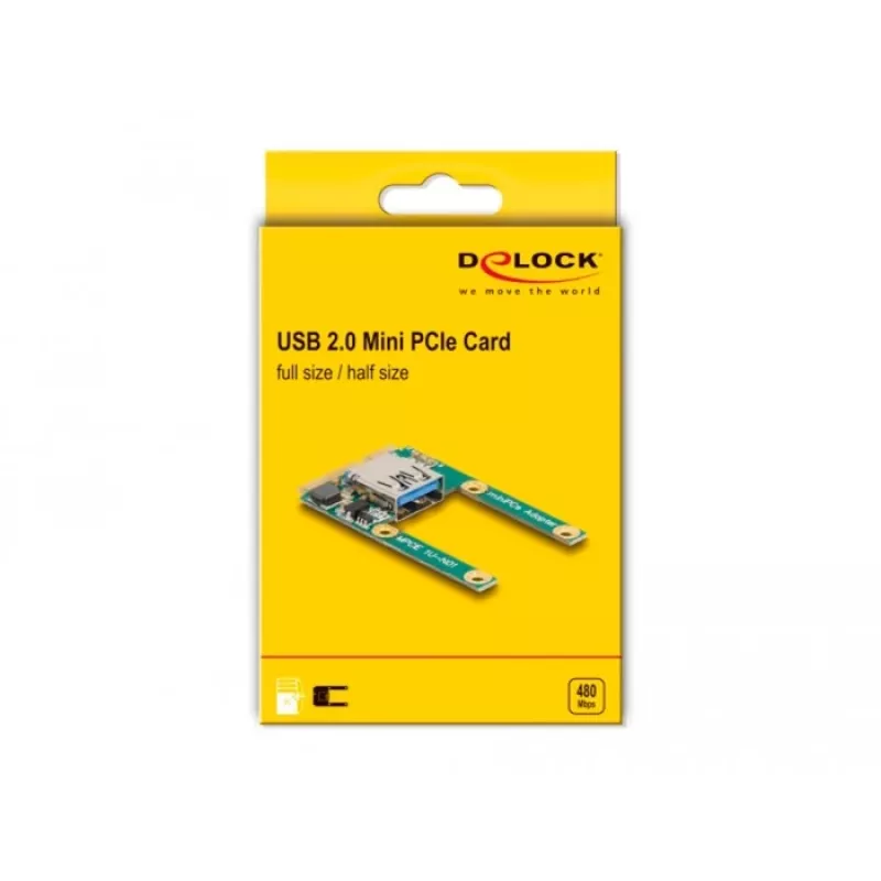 DeLOCK Mini PCIe I/O 1 x USB 2.0 Type-A naaras Full-Size Half-Size