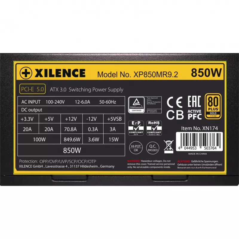 Virtalähde XILENCE 750W, 80 PLUS GOLD, aktiivinen PFC, XN173