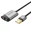 Vention USB-ulkoinen äänikortti 0,15M harmaa metalli Type
