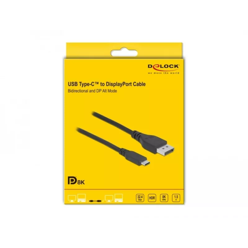 USB Type-C - DisplayPort -kaapeli DeLOCK 86040 8K 60 Hz 1,5 m