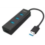 UNITEK Y-3089 USB-keskitin USB 3.2 Gen 1 (3.1 Gen 1) Type-A 5000 Mbit/s musta