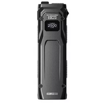 Käsivalaisin Nitecore EDC23 — kompakti USB-ladattava musta, IP54 vesi- ja pölysuojattu, kaksi LEDiä, sisäänrakennettu akku, 0,101 kg