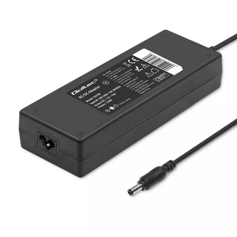 Qoltec 120W pöytävirtalähde | 12V | 10A | 5,5*2,5 | + virtajohto