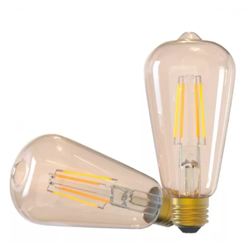 Tellur TLL331191 WiFi-älyhehkulamppu filamentilla E27, 6 W, 600 lm, 2000–5000K, himmennettävä, meripihkanvärinen, lämmin / valkoinen valo