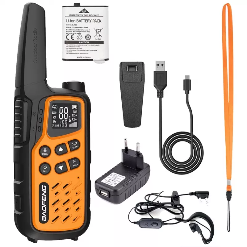 Walkie-talkie Baofeng BF-T25E oranssi, 2 kpl