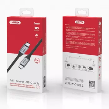 UNITEK C14091ABK USB-kaapeli USB 3.2 Gen 2 2m USB-C musta