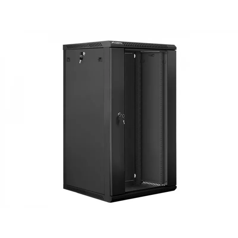 Lanberg seinäasennettava asennuskaappi 19'' 22U 600x600mm musta (lasiovi)