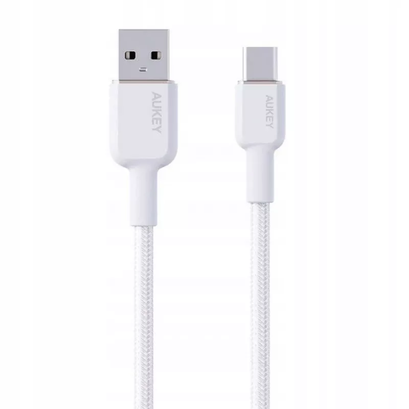 AUKEY CB-NAC1 valkoinen nailonkaapeli USB-C - USB-A